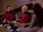 Picard discusses his Academy years with Riker and Troi