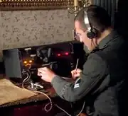 SS radio operator with two-way radio and telegraph