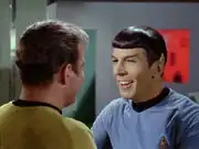 Spock's emotional reaction to Kirk being alive
