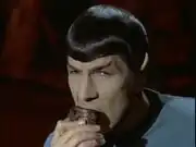 Spock eats animal flesh