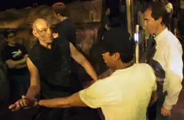 Torres with Robert Alonzo and Joey Box on the Narada set in Star Trek