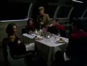 Tom and BElanna have dinner w Captain