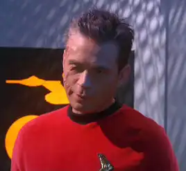 Charles Tucker III wearing a Starfleet uniform from the future