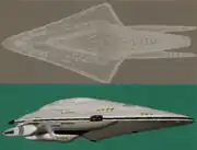 USS Dauntless wire-frame model and preliminary CG model
