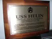 USS Helin dedication plaque