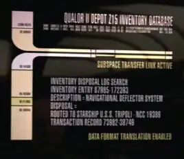 Database display containing information on the Tripoli