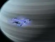 USS Voyager dragged down a gravimetric gradient above Kelemane's planet