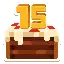 Sticker of a cake featured in 15 Year Journey.