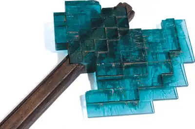 Diamond axe in A Minecraft Movie.