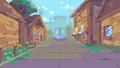 Pixel art of the village in the event server