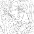 Steve mining, as depicted in A Minecraft Movie Official Coloring Book