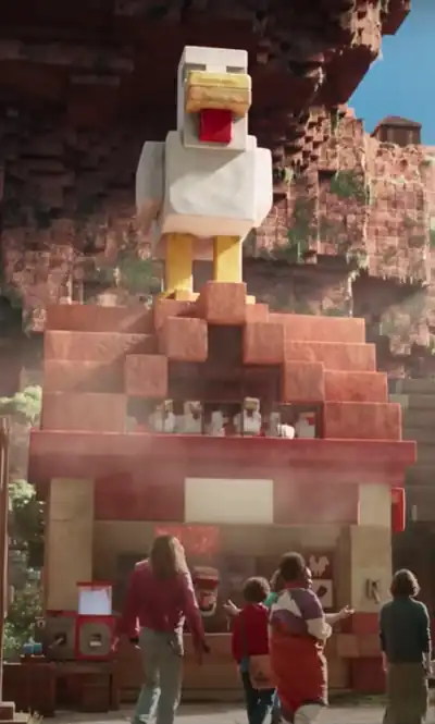 Several chickens in the Lava Chicken stand.