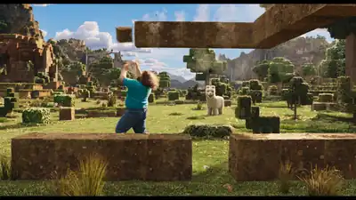 Steve building with dirt.