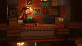 Noor chucking the sherd into a hopper.