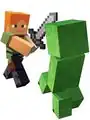Alex fighting a creeper.