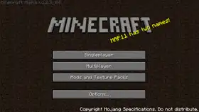 Alpha v1.2.3_04 menu.png: Infobox image for Minecraft Alpha v1.2.3_04 the version in Minecraft