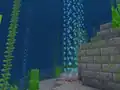 Bubble columns seen in an underwater ruin in Bedrock Edition with fancy bubbles disabled.