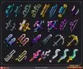 Artwork of various DLC weapons.