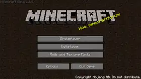 Beta 1.6.4 menu.png: Infobox image for Minecraft Beta 1.6.4 the version in Minecraft