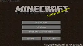 Beta 1.6.5 menu.png: Infobox image for Minecraft Beta 1.6.5 the version in Minecraft