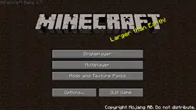 Beta 1.7 menu.png: Infobox image for Minecraft Beta 1.7 the version in Minecraft