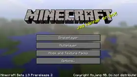 Beta 1.9 Prerelease 2 menu.png: Infobox image for Minecraft Beta 1.9 Prerelease 2 the version in Minecraft