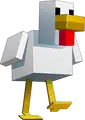 An artwork of a chicken by Mojang.