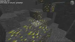Gold ore blob in a cave.
