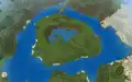 A circular river surrounding a small plains biome.
