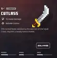 A cutlass within the inventory.