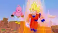 Super Saiyan Goku facing Kid Buu