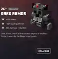 Dark armor within the inventory.