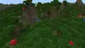 A dark forest hills with bugged trees caused by MCPE-11908.