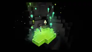 Lime green themed deep dark concept art.