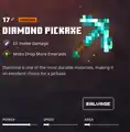 The diamond pickaxe within the inventory.