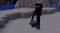 An enderman holding a block.