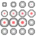 Raw file of the experience orb texture. Note the white sections, which are tinted accordingly green/yellow, the orange sections, which are tinted to a lesser degree, and the five unused orb sprites beyond size 11.