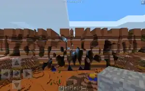 The Far Lands on mesa biome in Pocket Edition Alpha.