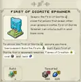 The First of Diorite spawner in the journal.
