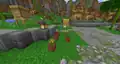 Five flower pots in a player-created village.