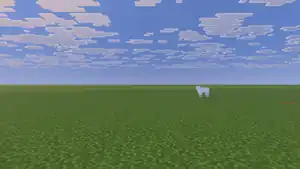 A default flat world in Bedrock Edition.