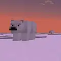 A screenshot of two polar bears standing on ice in a snowy flat world