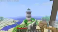 A player-built lighthouse.