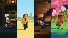 Four Heroes Four Trails Four Tales.png: Infobox image for Trails & Tales Update: Official Launch Trailer the video in Minecraft