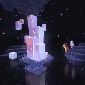 Concept art of underground crystals, which was later reiterated into the amethyst geode.