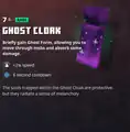 The ghost cloak within the inventory.