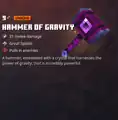 Hammer of gravity within the inventory.