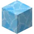 A block of ice as it appears in Minecraft Dungeons.