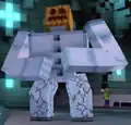 The larger icy golem with its legs cracking.