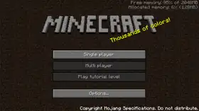 Infdev_20100618_menu.png: Infobox image for Minecraft Infdev the version in Minecraft